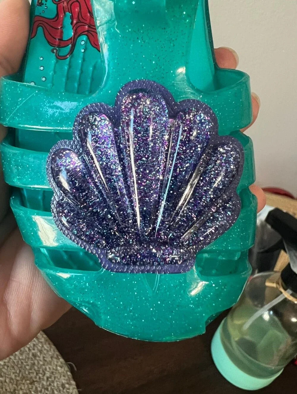 RARE Croc Isabella Ariel Little Mermaid Kids Glitter Jelly Slip-On Size 9